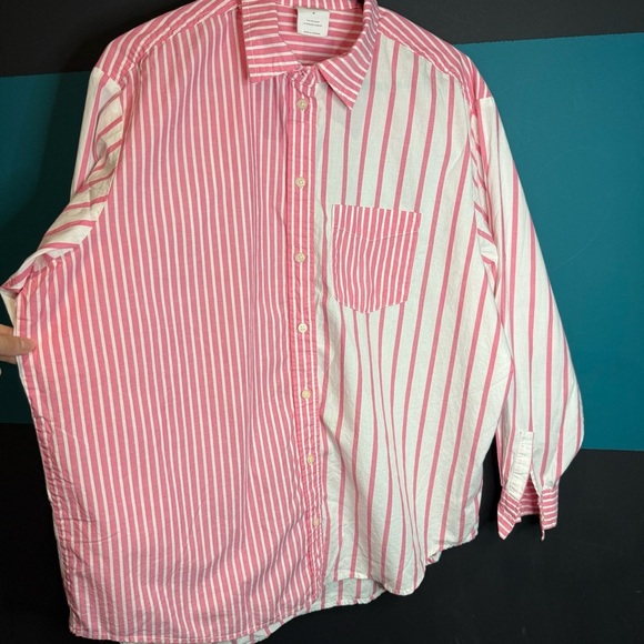 GAP Pink and White Oversized Button Down Shirt - Picture 4 of 10